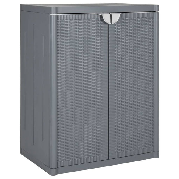 Gartenschrank Grau Rattan-Optik 65x45x88 cm