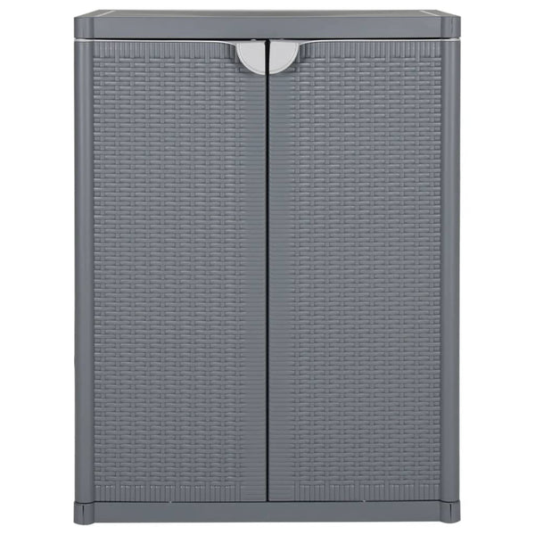 Gartenschrank Grau Rattan-Optik 65x45x88 cm