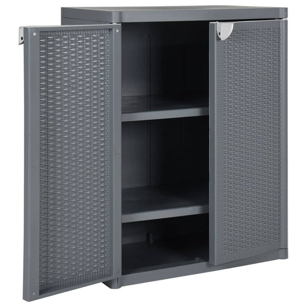 Gartenschrank Grau Rattan-Optik 65x45x88 cm