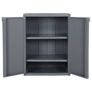 Gartenschrank Grau Rattan-Optik 65x45x88 cm