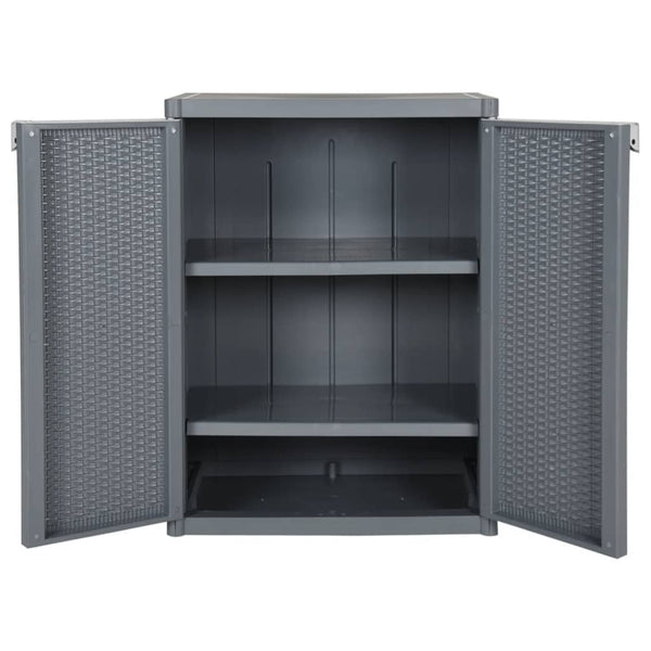Gartenschrank Grau Rattan-Optik 65x45x88 cm