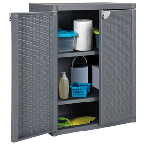 Gartenschrank Grau Rattan-Optik 65x45x88 cm