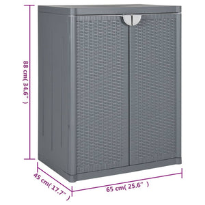 Gartenschrank Grau Rattan-Optik 65x45x88 cm