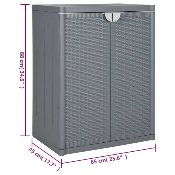 Gartenschrank Grau Rattan-Optik 65x45x88 cm