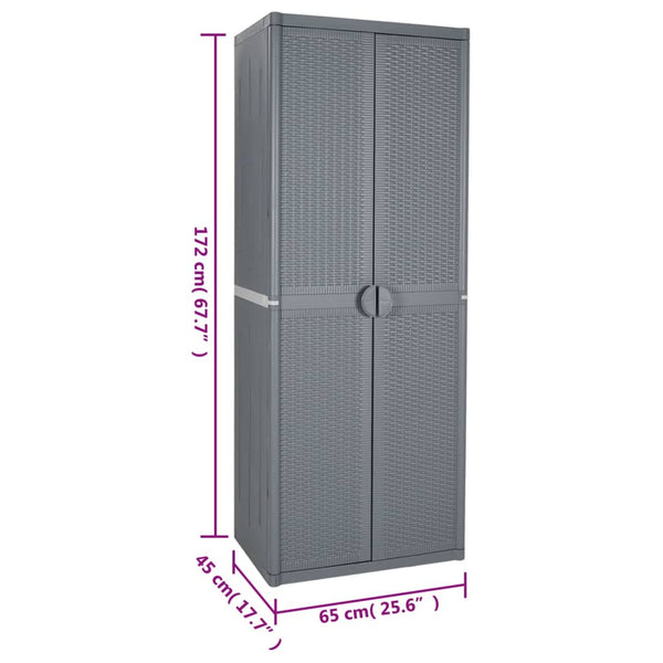 Grauer Gartenschrank 65x45x172cm