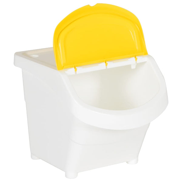 vidaXL Poubelles à couvercle 3 pcs Empilables Blanc PP 78 L