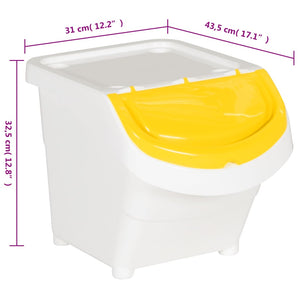 vidaXL Poubelles à couvercle 3 pcs Empilables Blanc PP 78 L