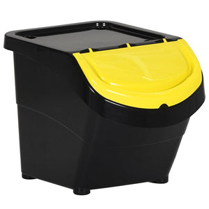 vidaXL Poubelles avec couvercles 3 pcs Empilables Noir PP 78 L