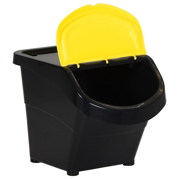 vidaXL Poubelles avec couvercles 3 pcs Empilables Noir PP 78 L