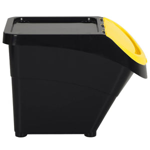 vidaXL Poubelles avec couvercles 3 pcs Empilables Noir PP 78 L
