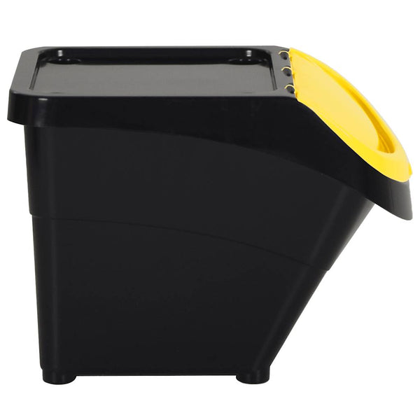 vidaXL Poubelles avec couvercles 3 pcs Empilables Noir PP 78 L
