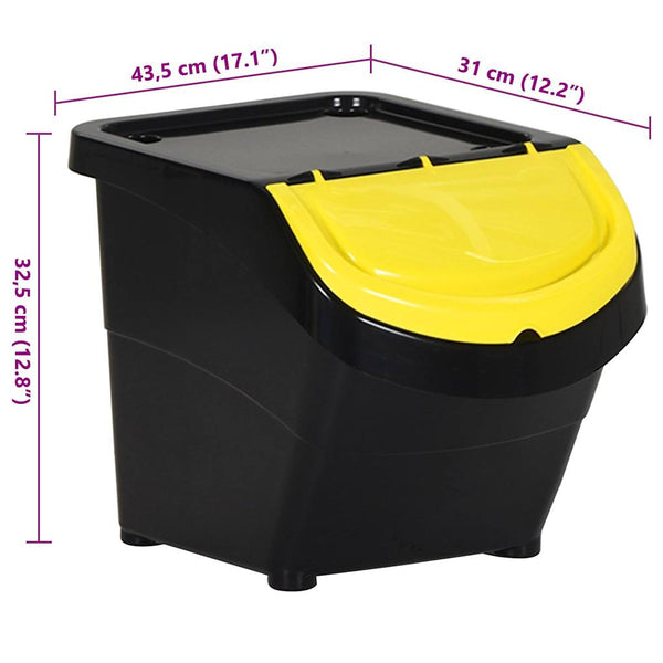 vidaXL Poubelles avec couvercles 3 pcs Empilables Noir PP 78 L