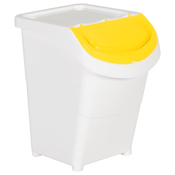 vidaXL Poubelles à couvercles 3 pcs Empilables Blanc PP 120 L