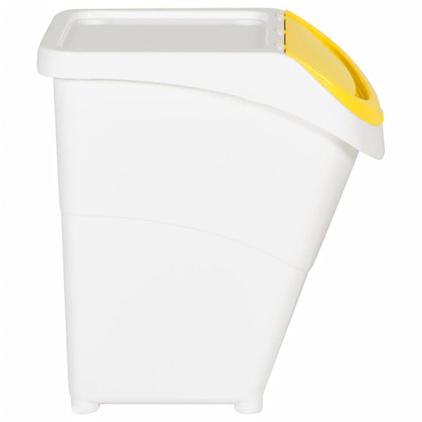 vidaXL Poubelles à couvercles 3 pcs Empilables Blanc PP 120 L