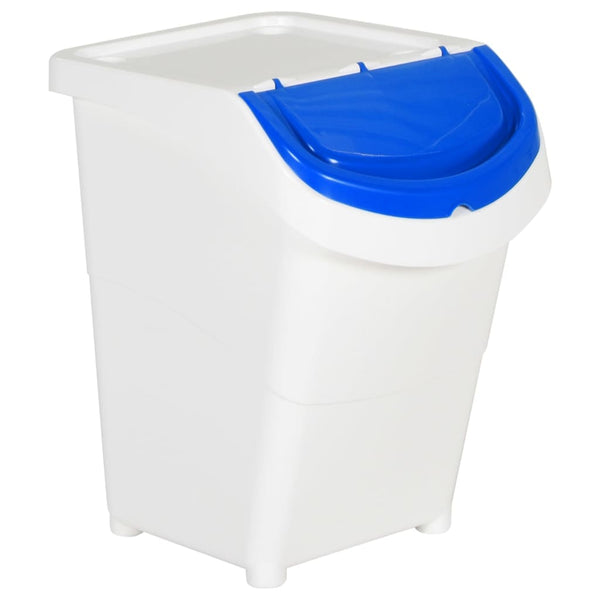 vidaXL Poubelles à couvercles 3 pcs Empilables Blanc PP 120 L