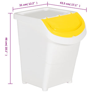 vidaXL Poubelles à couvercles 3 pcs Empilables Blanc PP 120 L
