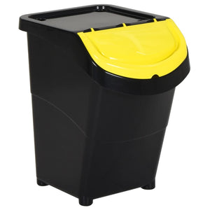 vidaXL Poubelles avec couvercles 3 pcs Empilables Noir PP 120 L