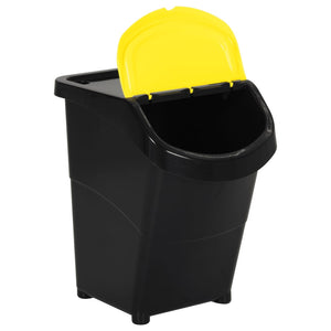 vidaXL Poubelles avec couvercles 3 pcs Empilables Noir PP 120 L