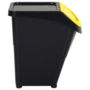vidaXL Poubelles avec couvercles 3 pcs Empilables Noir PP 120 L
