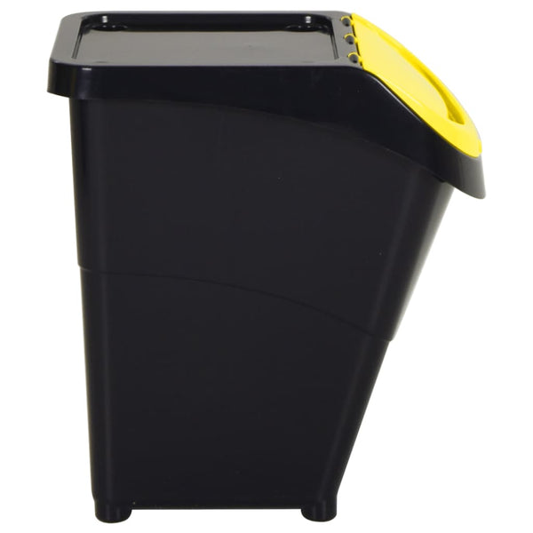 vidaXL Poubelles avec couvercles 3 pcs Empilables Noir PP 120 L