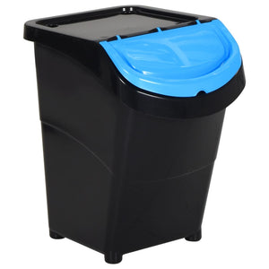 vidaXL Poubelles avec couvercles 3 pcs Empilables Noir PP 120 L