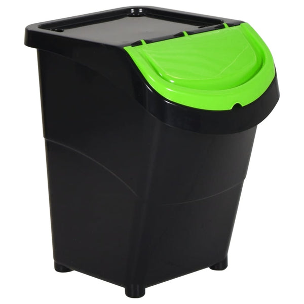 vidaXL Poubelles avec couvercles 3 pcs Empilables Noir PP 120 L