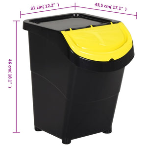 vidaXL Poubelles avec couvercles 3 pcs Empilables Noir PP 120 L