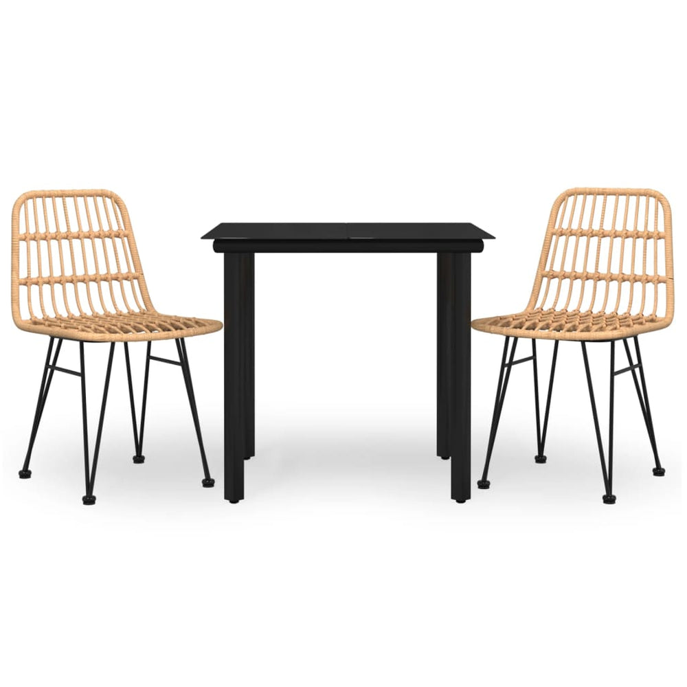 3-tlg. Garten-Essgruppe Poly Rattan