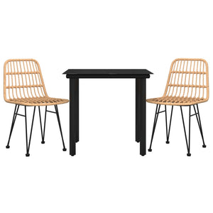 vidaXL Salon de jardin 3 pcs en résine tressée