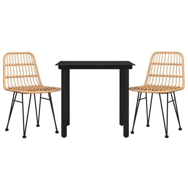 vidaXL Salon de jardin 3 pcs en résine tressée