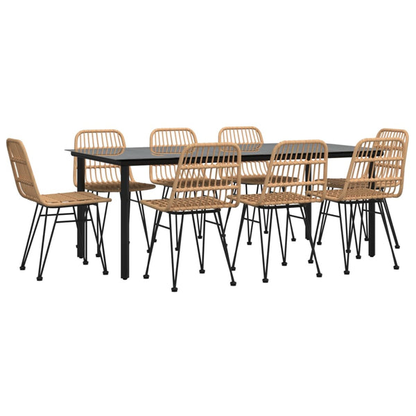 9-tlg. Garten-Essgruppe Poly Rattan