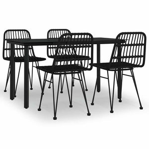 5-tlg. Garten-Essgruppe Schwarz Poly Rattan