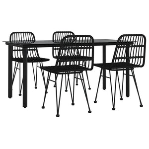 5-tlg. Garten-Essgruppe Schwarz Poly Rattan