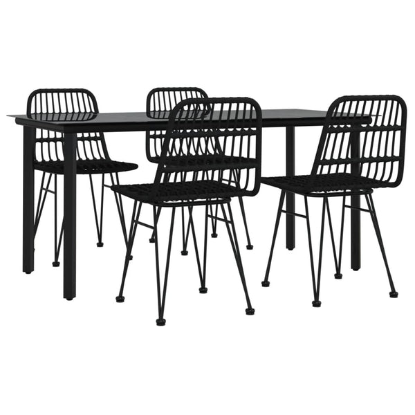 5-tlg. Garten-Essgruppe Schwarz Poly Rattan