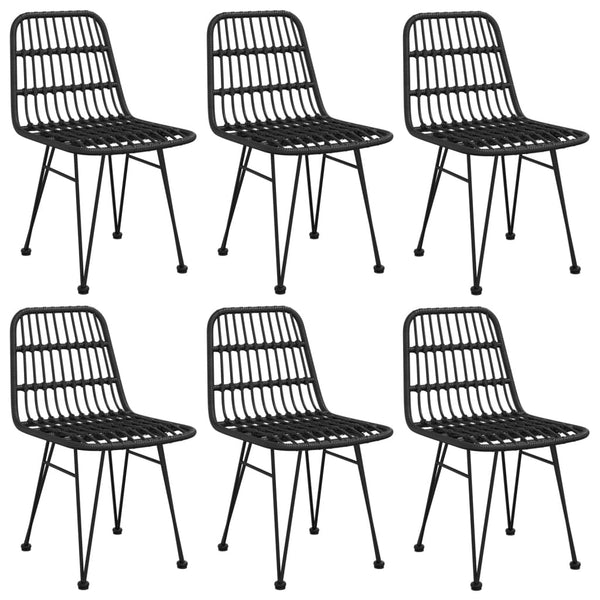 7-tlg. Garten-Essgruppe Schwarz Poly Rattan