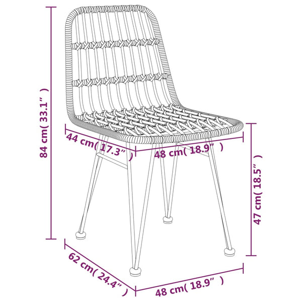 7-tlg. Garten-Essgruppe Schwarz Poly Rattan