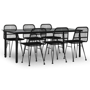 7-tlg. Garten-Essgruppe Schwarz Poly Rattan