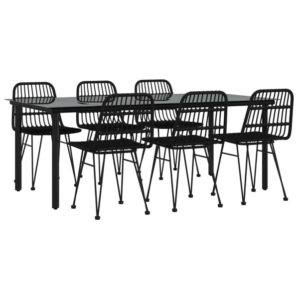 7-tlg. Garten-Essgruppe Schwarz Poly Rattan