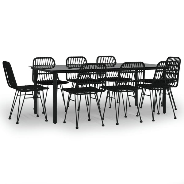 9-tlg. Garten-Essgruppe Schwarz Poly Rattan