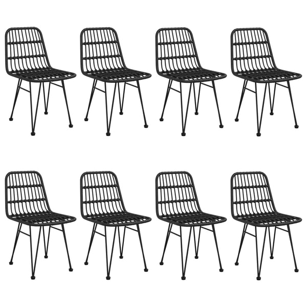 9-tlg. Garten-Essgruppe Schwarz Poly Rattan