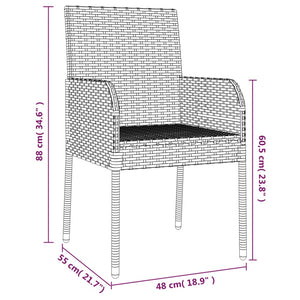 11-tlg. Garten-Essgruppe mit Kissen Schwarz & Grau Poly Rattan