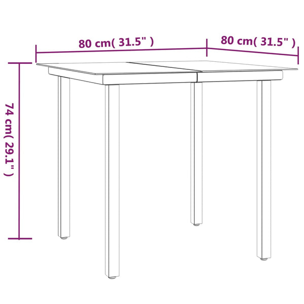 3-tlg. Garten-Essgruppe mit Kissen Schwarz und Grau Poly Rattan