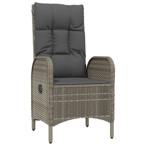 9-tlg. Garten-Essgruppe mit Kissen Schwarz und Grau Poly Rattan