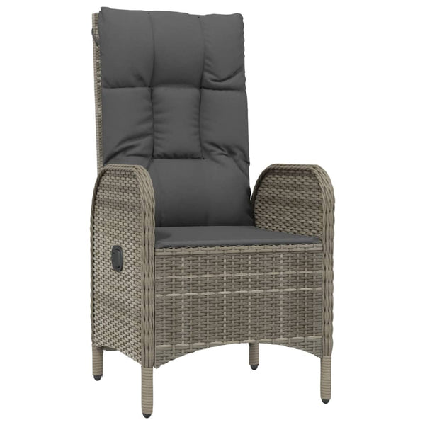 9-tlg. Garten-Essgruppe mit Kissen Schwarz und Grau Poly Rattan