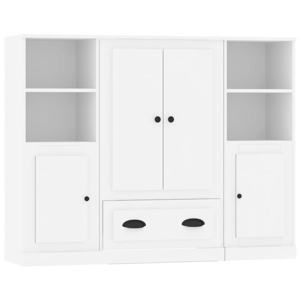 vidaXL Highboards 3 pcs. White Engineered Wood