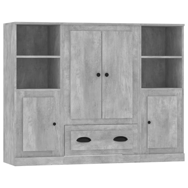 Highboards 3 Stk. Betongrau Holzwerkstoff