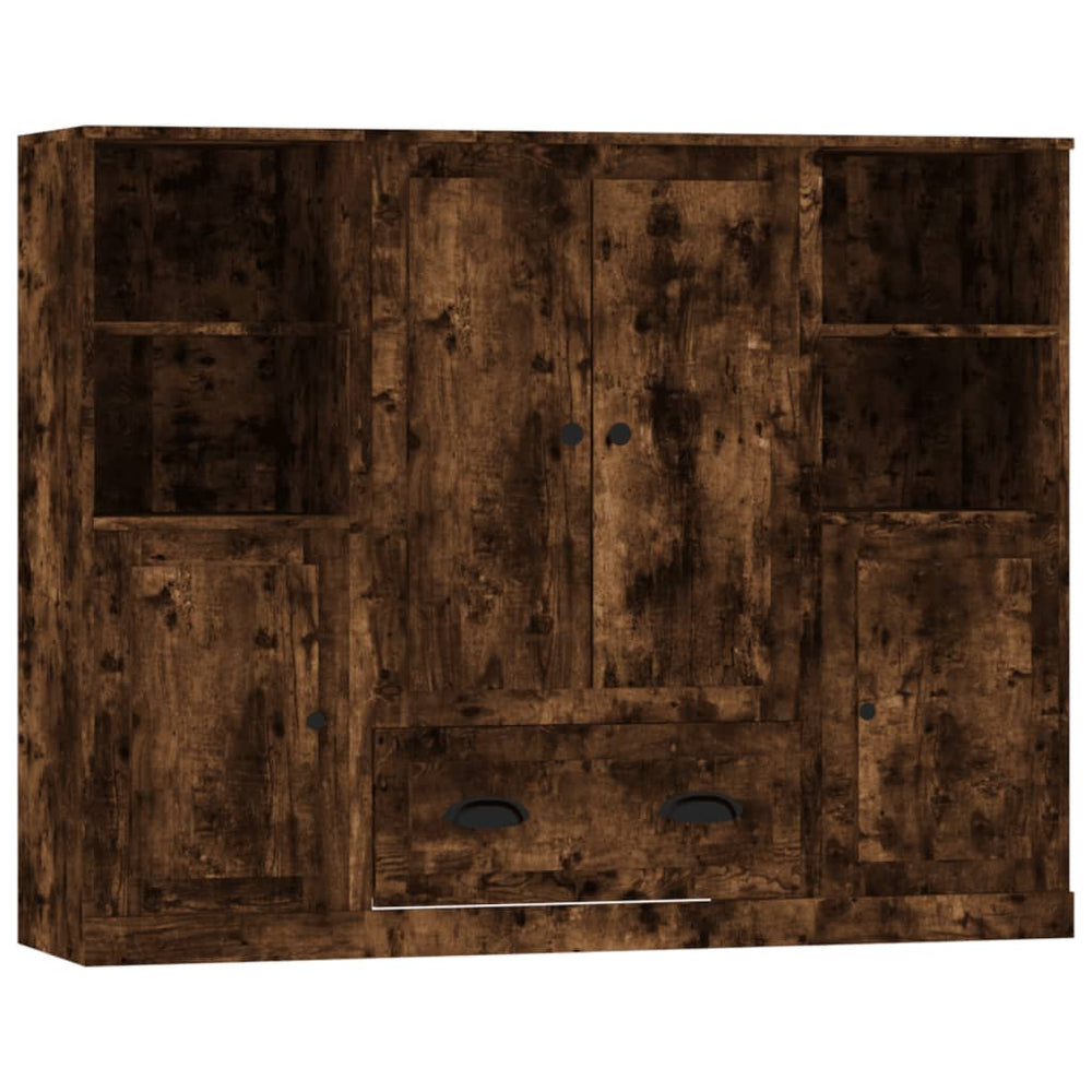 vidaXL Highboards 3 pcs. Smoked Oak Engineered Wood