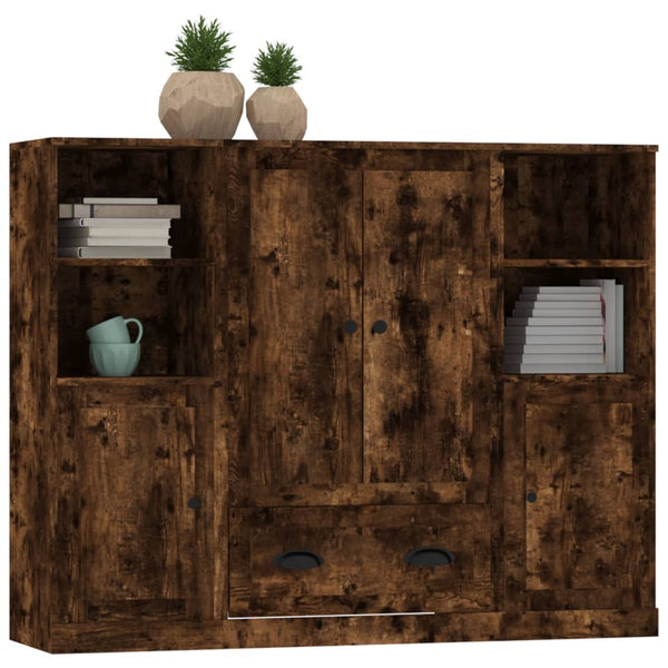 Highboards 3 Stk. Räuchereiche Holzwerkstoff