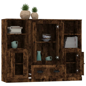 Highboards 3 Stk. Räuchereiche Holzwerkstoff