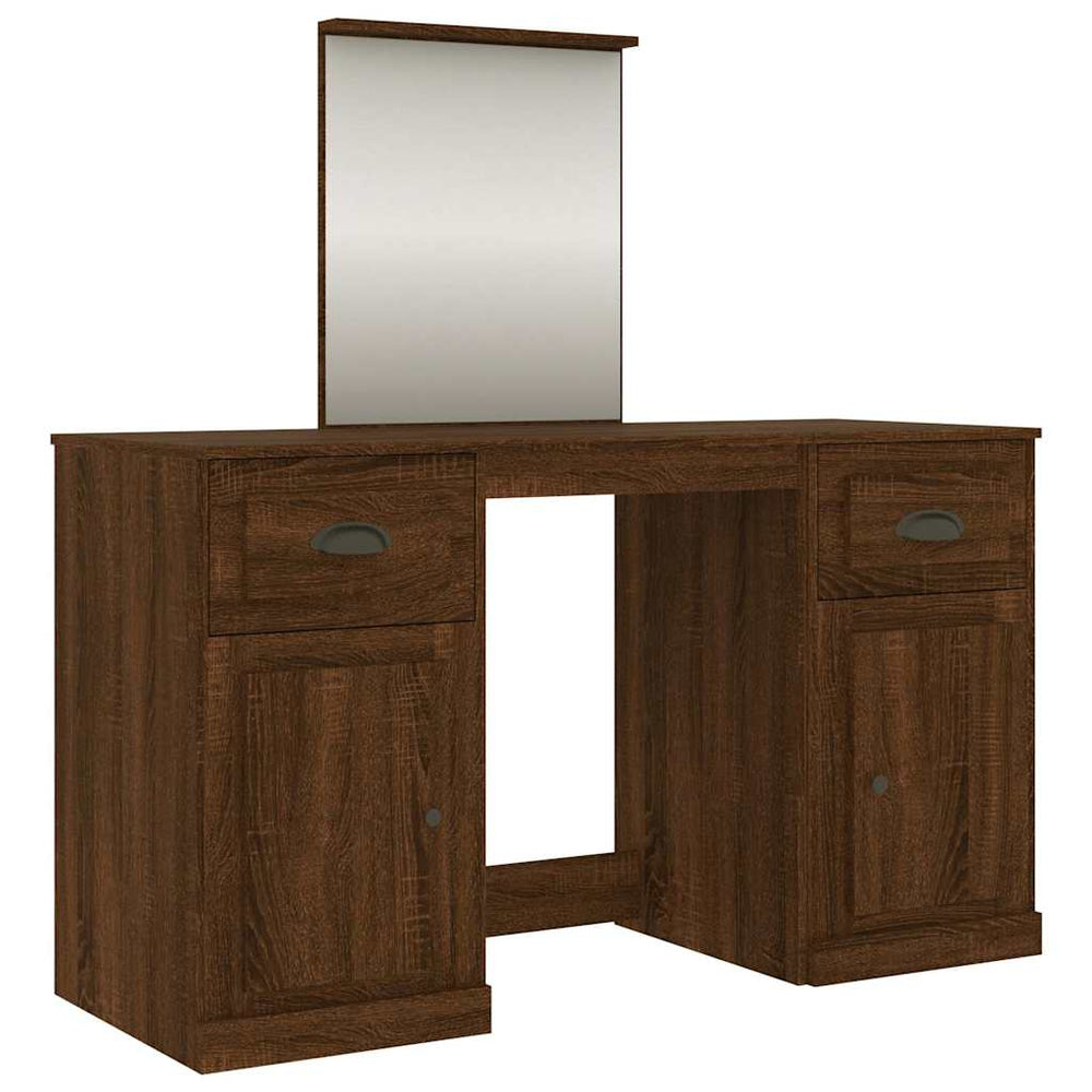 Schminktisch mit Spiegel Braun Eichen-Optik 130x50x132,5 cm